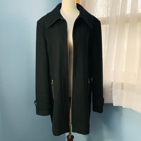 Michael Kors Black Wool Blend Coat Size 14 - Picture 8 of 8